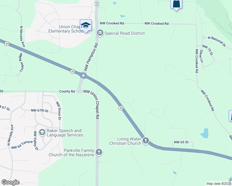 map of restaurants, bars, coffee shops, grocery stores, and more near 13106 Missouri 45 in Parkville