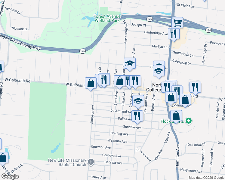 map of restaurants, bars, coffee shops, grocery stores, and more near 1917 Galbraith Road in Cincinnati