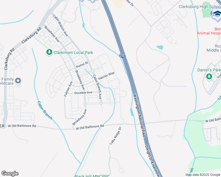 map of restaurants, bars, coffee shops, grocery stores, and more near 13601 West Old Baltimore Road in Boyds