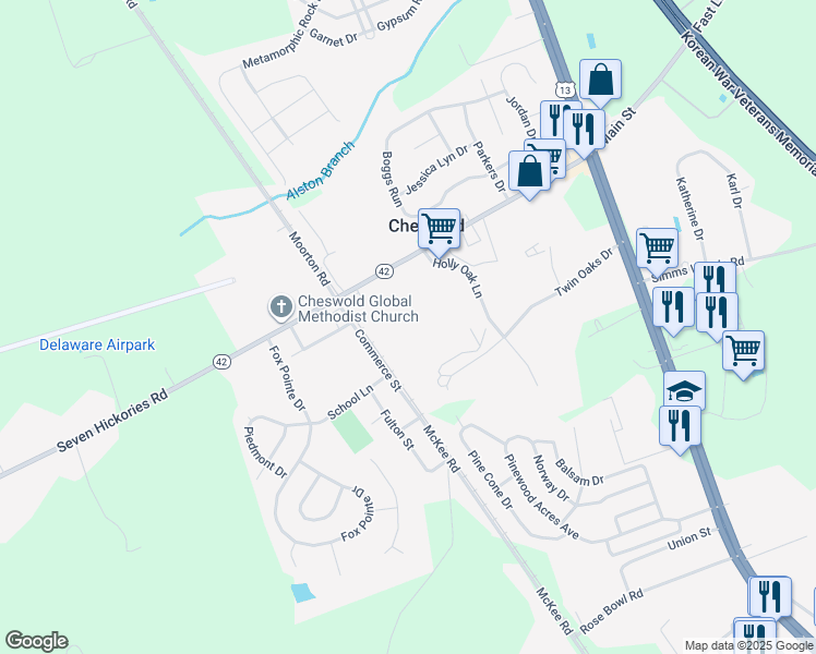 map of restaurants, bars, coffee shops, grocery stores, and more near in Cheswold