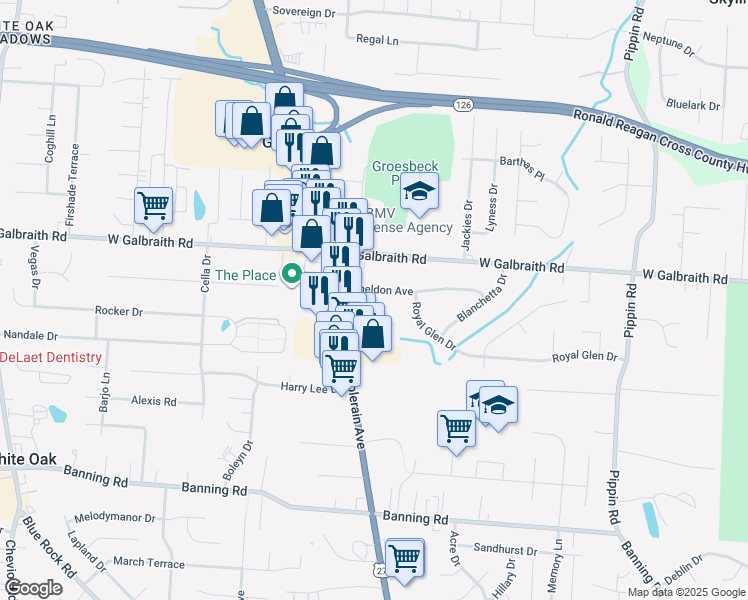 map of restaurants, bars, coffee shops, grocery stores, and more near 3018 Sheldon Avenue in Cincinnati