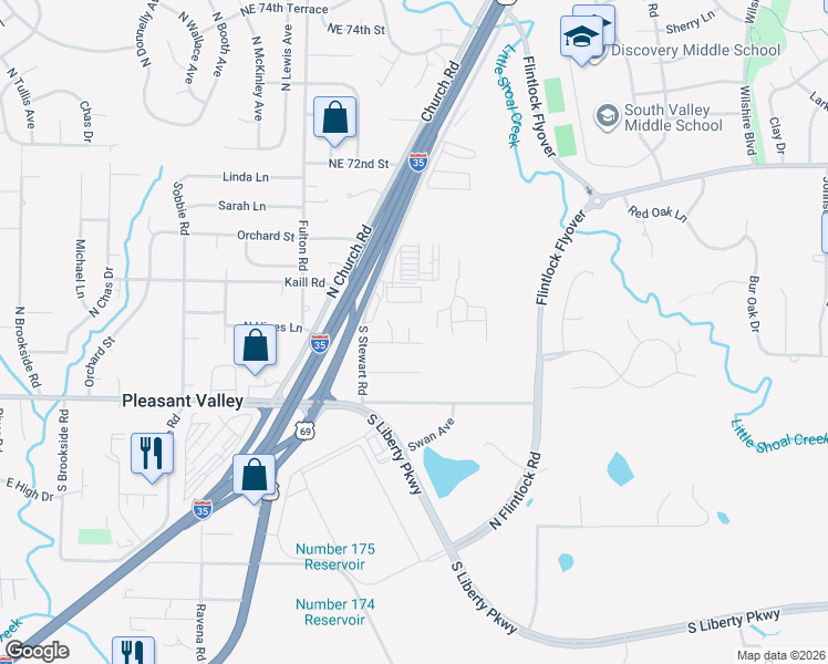 map of restaurants, bars, coffee shops, grocery stores, and more near 9014 Catherine Road in Pleasant Valley