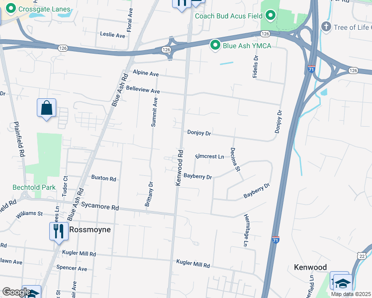 map of restaurants, bars, coffee shops, grocery stores, and more near 8884 Kenwood Road in Cincinnati