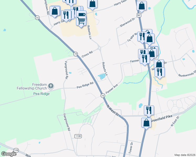 map of restaurants, bars, coffee shops, grocery stores, and more near 1012 North West Street in Hillsboro