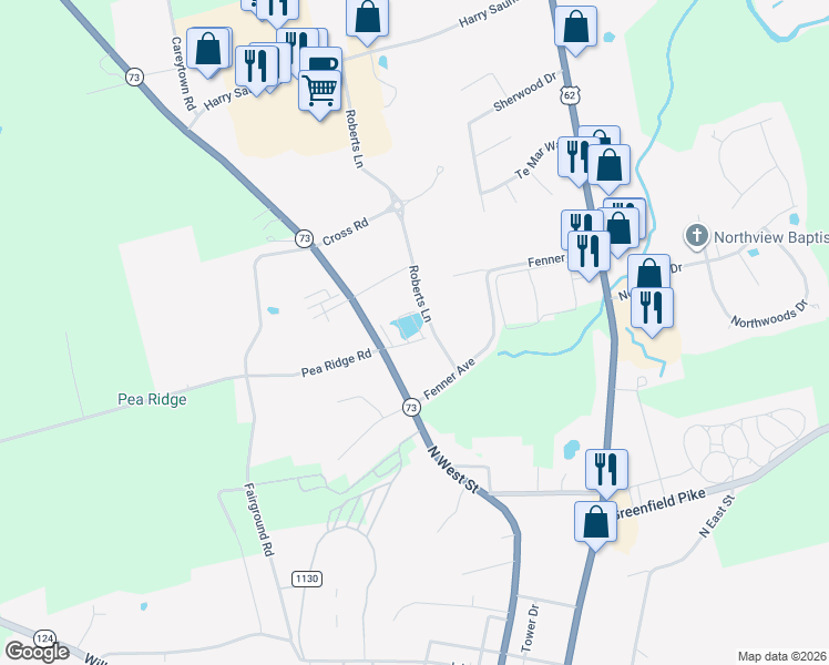 map of restaurants, bars, coffee shops, grocery stores, and more near 1064 North West Street in Hillsboro