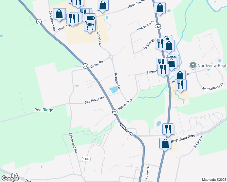 map of restaurants, bars, coffee shops, grocery stores, and more near 1064 North West Street in Hillsboro