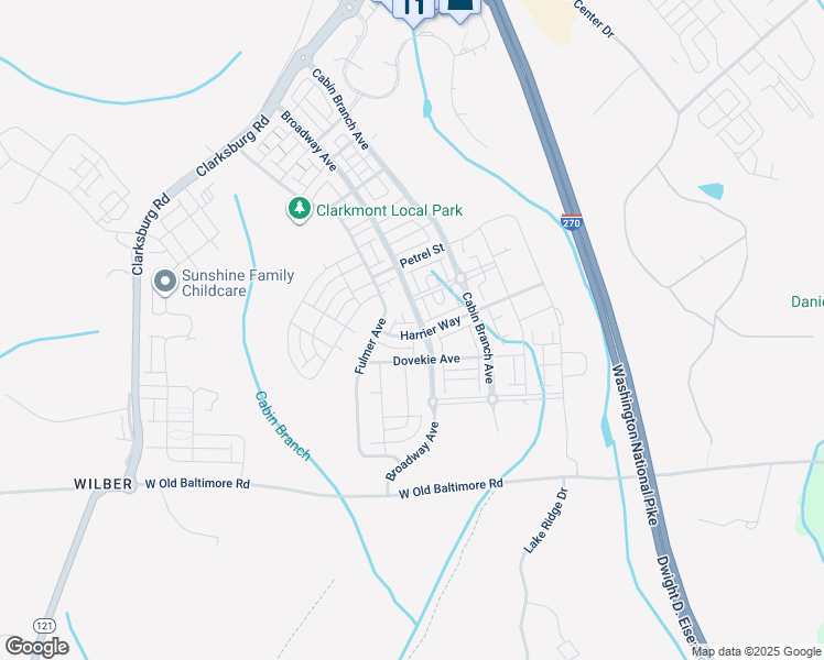 map of restaurants, bars, coffee shops, grocery stores, and more near 13805 Harrier Way in Clarksburg
