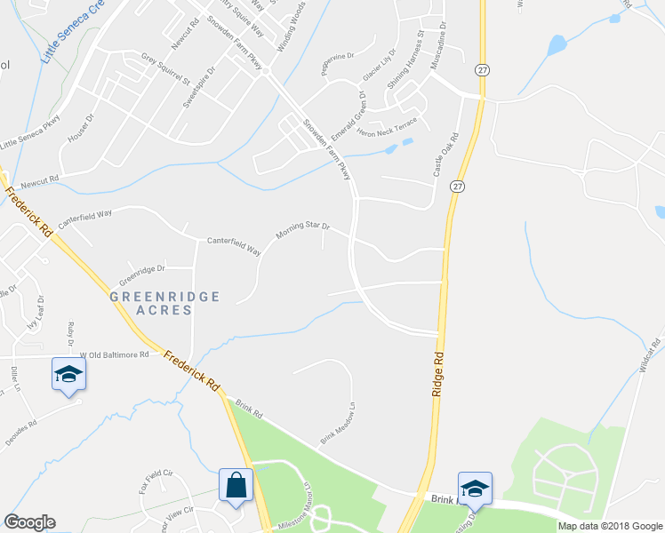 map of restaurants, bars, coffee shops, grocery stores, and more near 20301 Mallet Hill Court in Germantown