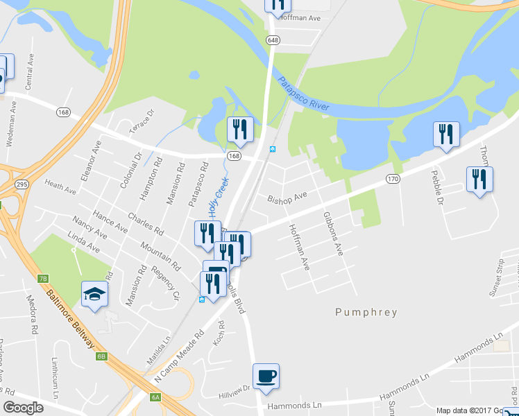 map of restaurants, bars, coffee shops, grocery stores, and more near 18 Henson Avenue in Baltimore