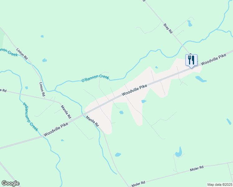 map of restaurants, bars, coffee shops, grocery stores, and more near 2300 Woodville Pike in Goshen
