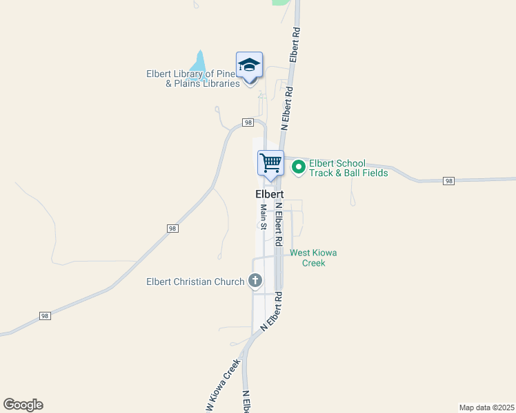 map of restaurants, bars, coffee shops, grocery stores, and more near 24155 Main Street in Elbert