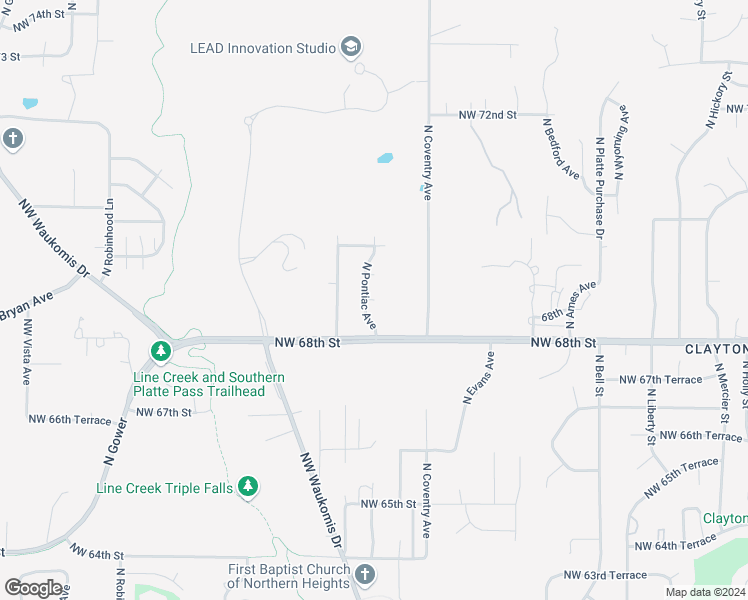 map of restaurants, bars, coffee shops, grocery stores, and more near 2000 Northwest 68th Terrace in Kansas City