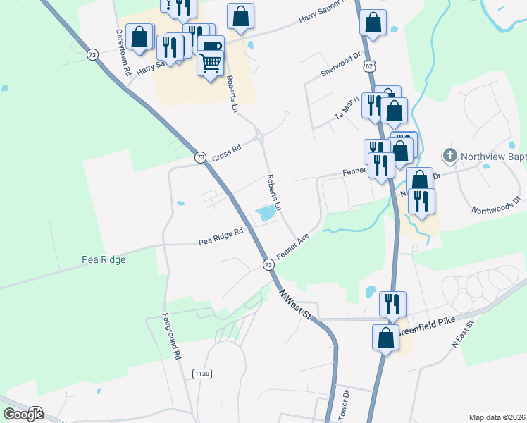 map of restaurants, bars, coffee shops, grocery stores, and more near 1064 North West Street in Hillsboro