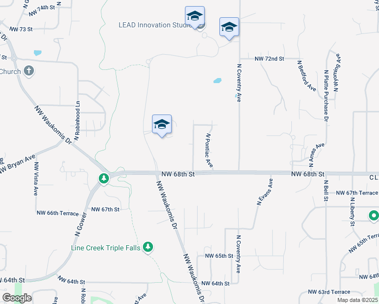 map of restaurants, bars, coffee shops, grocery stores, and more near 6904 North Edison Avenue in Kansas City