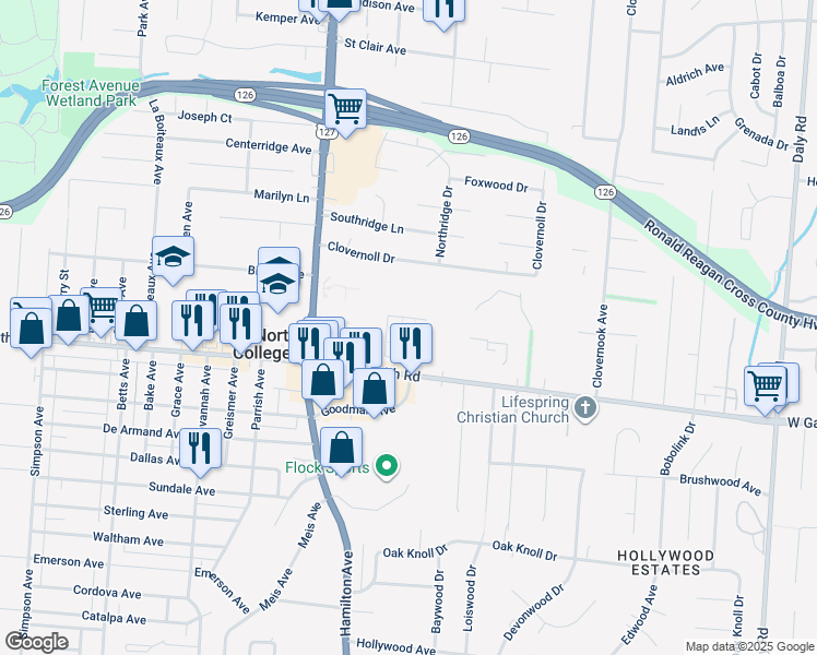 map of restaurants, bars, coffee shops, grocery stores, and more near 1558 Galbraith Road in Cincinnati