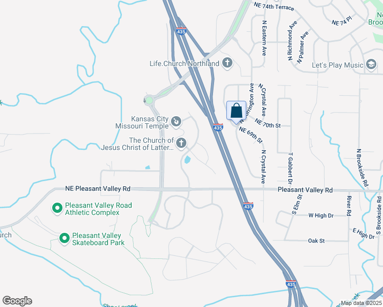 map of restaurants, bars, coffee shops, grocery stores, and more near 6801 Northeast 70th Street in Kansas City
