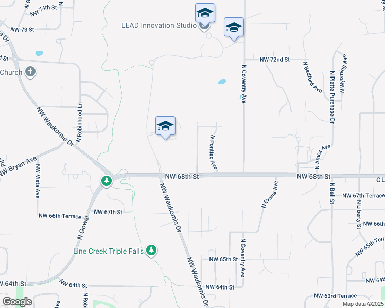 map of restaurants, bars, coffee shops, grocery stores, and more near 6904 North Edison Avenue in Kansas City