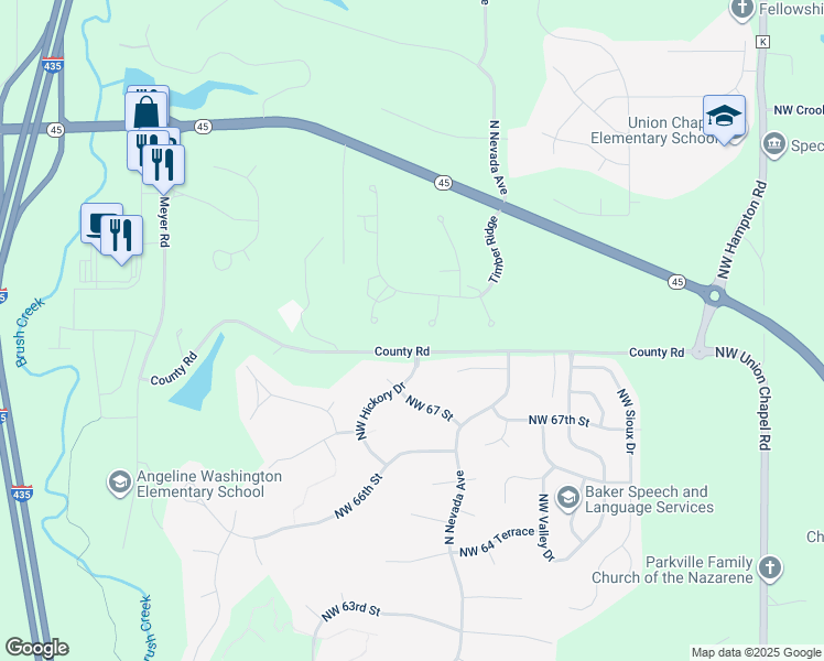 map of restaurants, bars, coffee shops, grocery stores, and more near 6801 Willow Lane in Kansas City