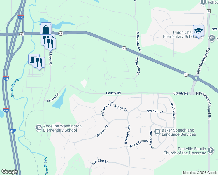 map of restaurants, bars, coffee shops, grocery stores, and more near 6801 Willow Lane in Kansas City