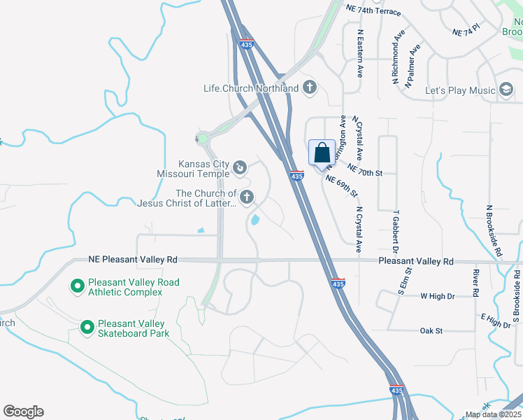 map of restaurants, bars, coffee shops, grocery stores, and more near 6801 Northeast 70th Street in Kansas City