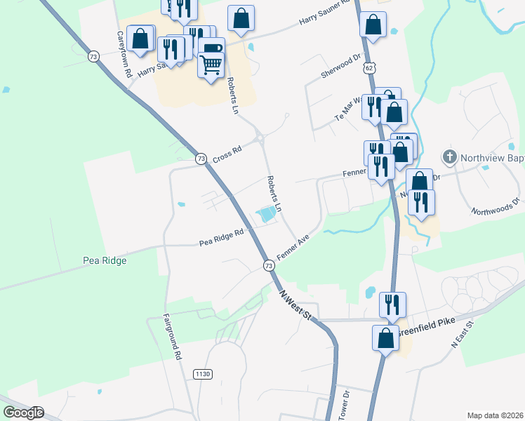 map of restaurants, bars, coffee shops, grocery stores, and more near 1064 North West Street in Hillsboro
