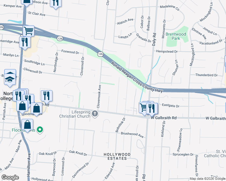 map of restaurants, bars, coffee shops, grocery stores, and more near 8337 Carrol Avenue in Cincinnati