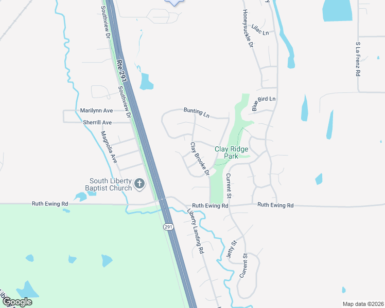 map of restaurants, bars, coffee shops, grocery stores, and more near 937 Egret Street in Liberty