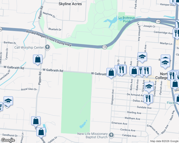 map of restaurants, bars, coffee shops, grocery stores, and more near 2033 Galbraith Road in Cincinnati
