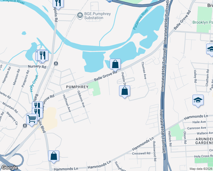 map of restaurants, bars, coffee shops, grocery stores, and more near 6 Saint Charles Road in Anne Arundel County