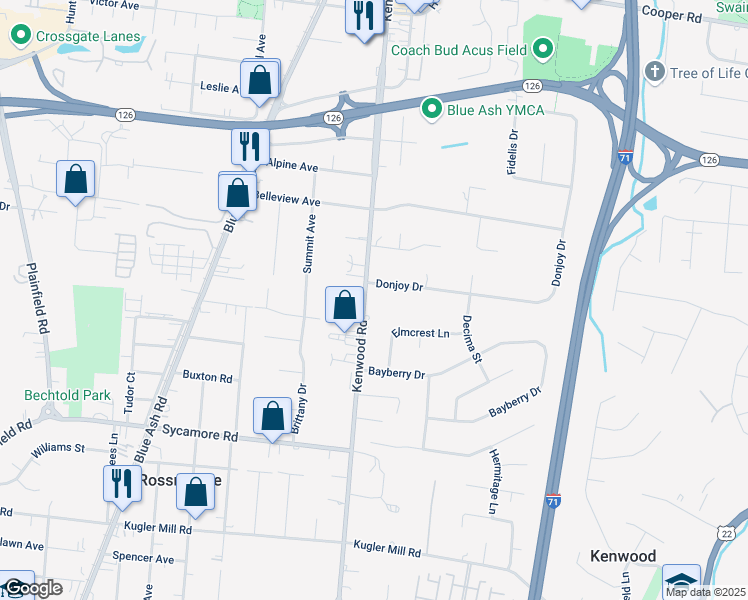 map of restaurants, bars, coffee shops, grocery stores, and more near 8884 Kenwood Road in Cincinnati