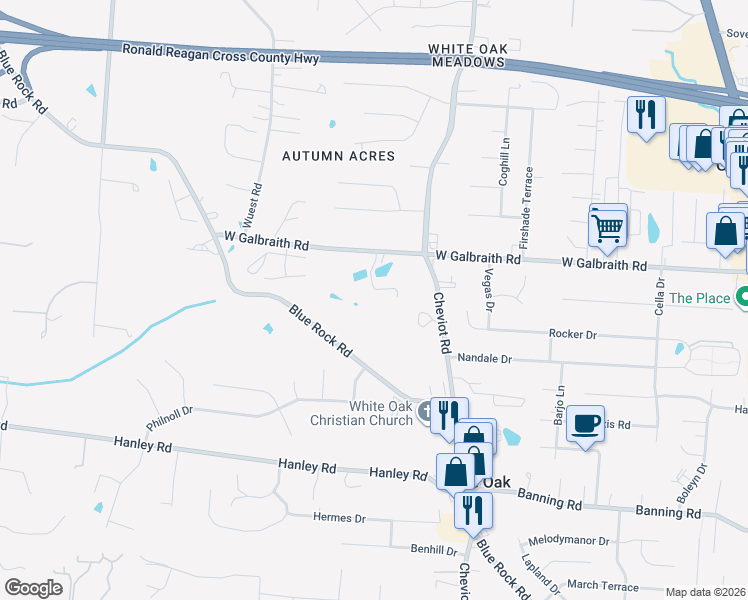 map of restaurants, bars, coffee shops, grocery stores, and more near in White Oak