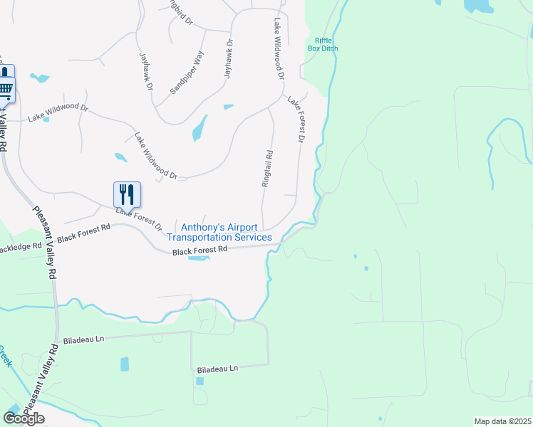 map of restaurants, bars, coffee shops, grocery stores, and more near 11017 Ringtail Road in Penn Valley