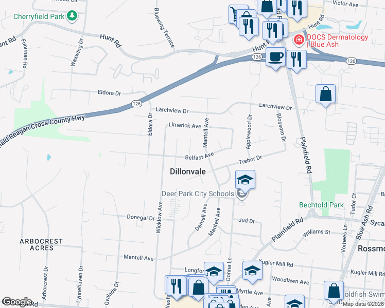 map of restaurants, bars, coffee shops, grocery stores, and more near 3925 Belfast Avenue in Cincinnati