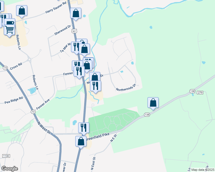 map of restaurants, bars, coffee shops, grocery stores, and more near 1337 Northwoods Drive in Hillsboro