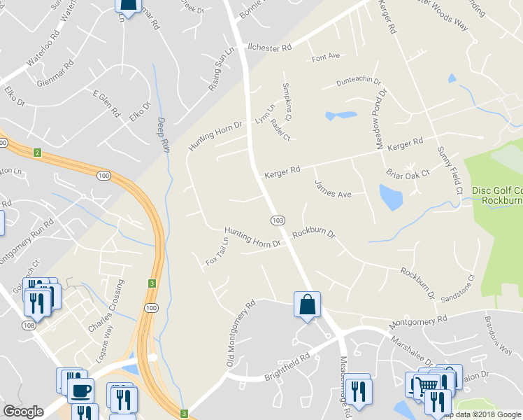 map of restaurants, bars, coffee shops, grocery stores, and more near 5514 Montgomery Road in Ellicott City