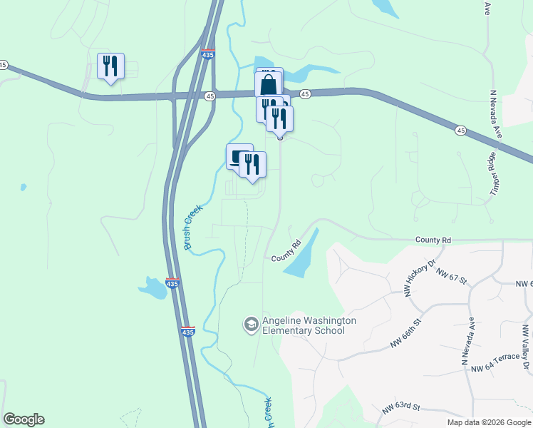 map of restaurants, bars, coffee shops, grocery stores, and more near 15103 Northwest Brink Meyer Road in Parkville