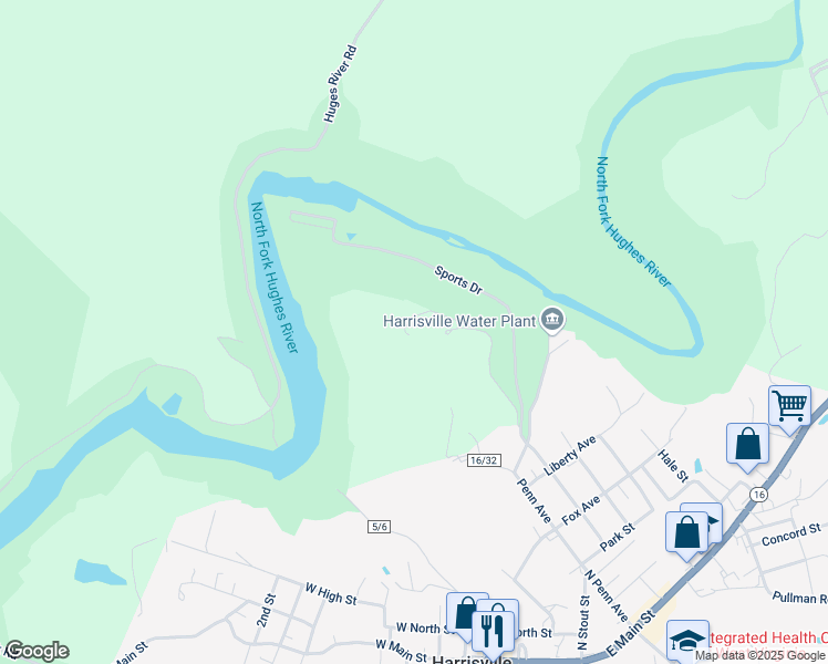 map of restaurants, bars, coffee shops, grocery stores, and more near 185 Sunview Hill in Harrisville