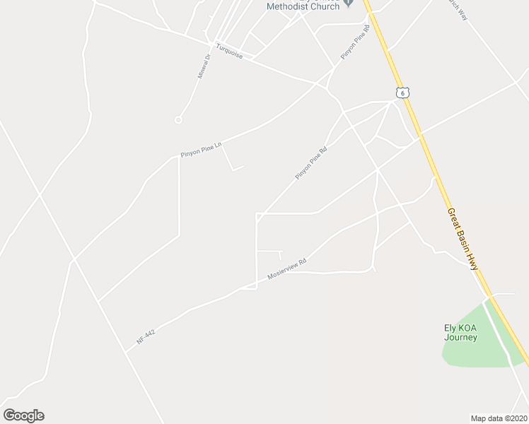 map of restaurants, bars, coffee shops, grocery stores, and more near Pinyon Pine Road in Ely