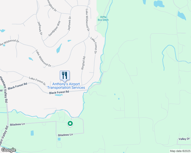 map of restaurants, bars, coffee shops, grocery stores, and more near 18019 Lake Forest Drive in Penn Valley