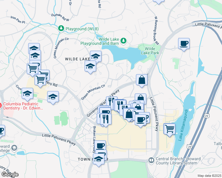 map of restaurants, bars, coffee shops, grocery stores, and more near 10371 Barcan Circle in Columbia
