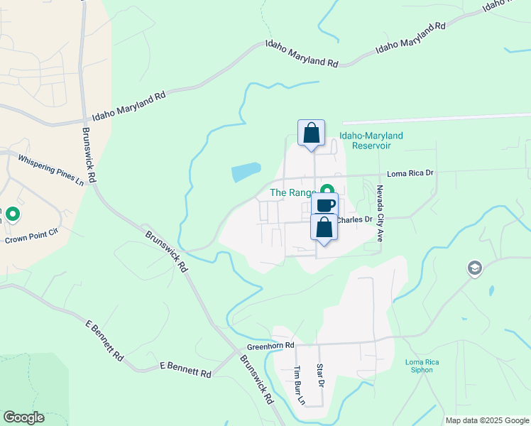 map of restaurants, bars, coffee shops, grocery stores, and more near 12277 Loma Rica Drive in Grass Valley