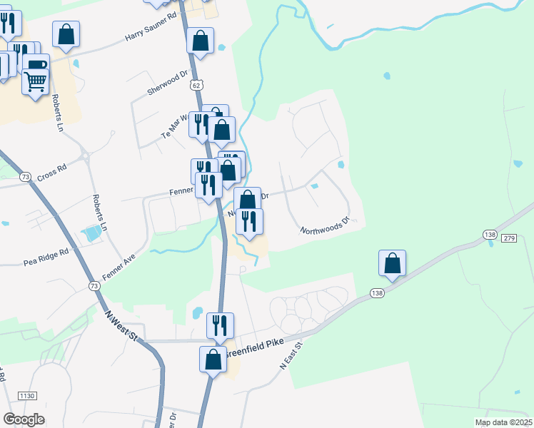 map of restaurants, bars, coffee shops, grocery stores, and more near 1337 Northwoods Drive in Hillsboro