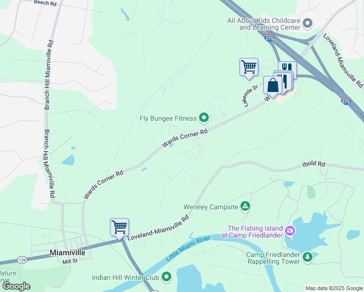 map of restaurants, bars, coffee shops, grocery stores, and more near 409 Wards Corner Road in Loveland
