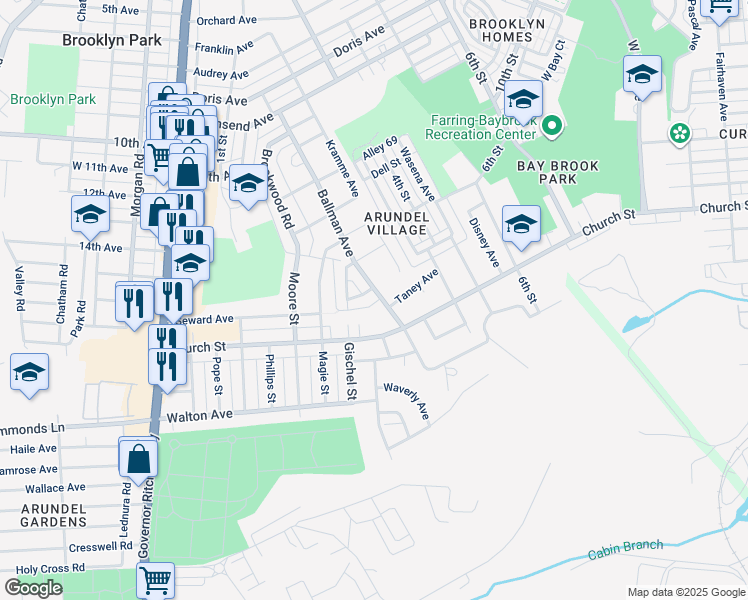 map of restaurants, bars, coffee shops, grocery stores, and more near 5602 Ballman Avenue in Baltimore