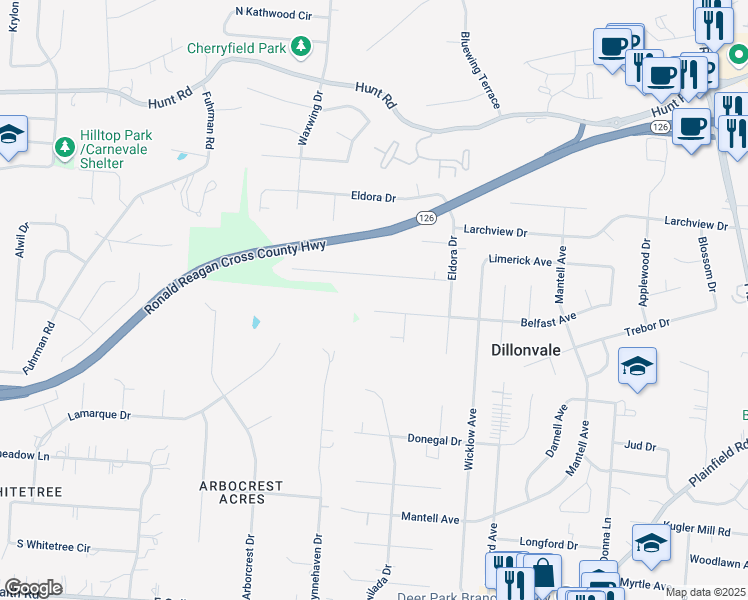 map of restaurants, bars, coffee shops, grocery stores, and more near 3673 Glengary Avenue in Cincinnati