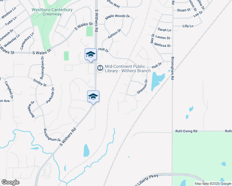 map of restaurants, bars, coffee shops, grocery stores, and more near 1917 Shannon Court in Liberty
