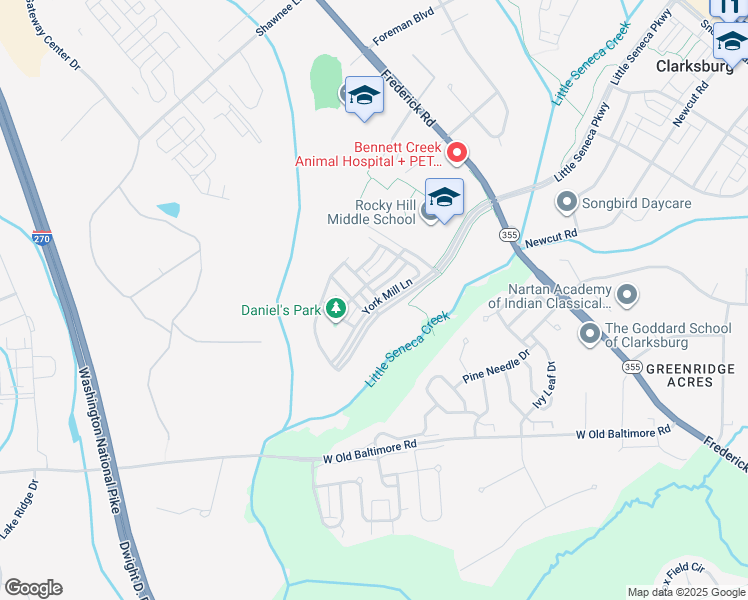 map of restaurants, bars, coffee shops, grocery stores, and more near 22101 Havenworth Lane in Clarksburg