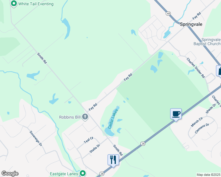map of restaurants, bars, coffee shops, grocery stores, and more near 1390 Fay Road in Loveland