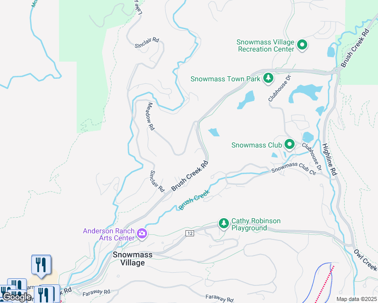 map of restaurants, bars, coffee shops, grocery stores, and more near 111 Meadow Lane in Aspen