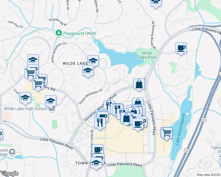 map of restaurants, bars, coffee shops, grocery stores, and more near 10357 Barcan Circle in Columbia